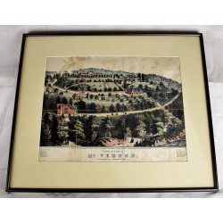 Bird's Eye View of Mt. Vernon, The Home of Washington (Original, Hand colored Lithograph)
